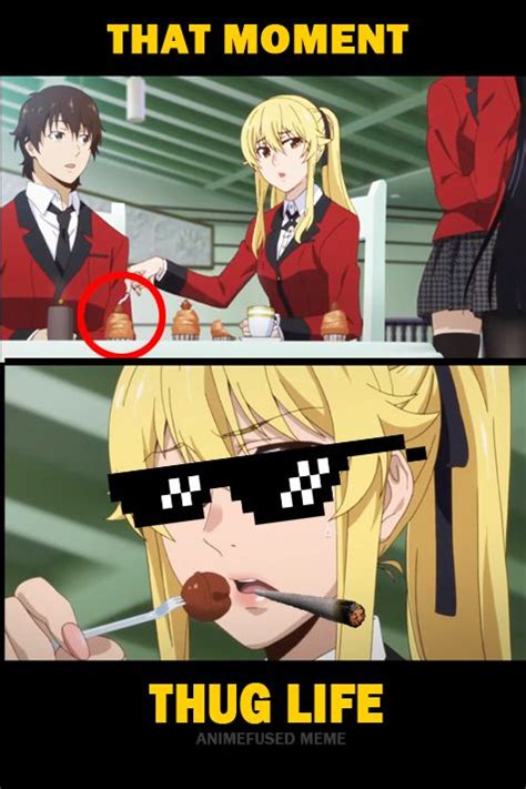 Kakegurui Pics In Thug Life Meme Anime Funny Anime Memes