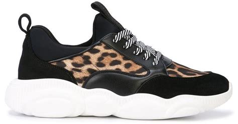 Moschino Leather Leopard Print Trainers in Black for Men | Lyst