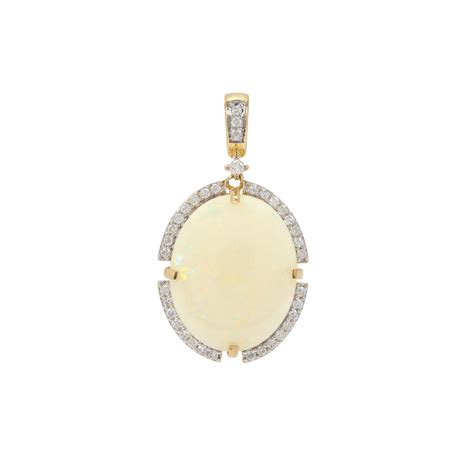 Coober Pedy Opal Argyle Diamond 18K Gold Lorique Pendant MTGW 9 95cts