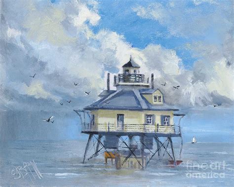 Middle Bay Lighthouse Mobile Bay Painting by Joanne Hall - Fine Art America