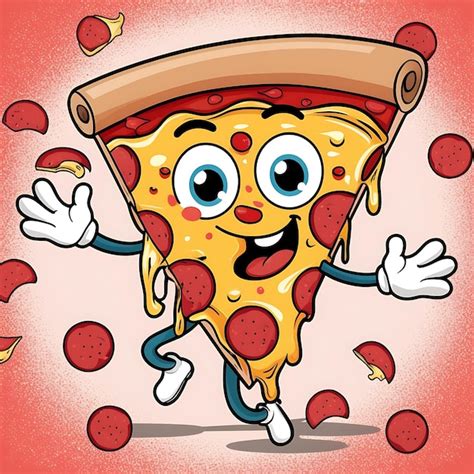 Slice Of Cartoon Style Animated Pizza That Looks Pretty And With A Nice