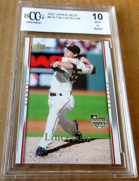 TIM LINCECUM 2007 Upper Deck 1 Draft Pick Rookie Card RC BGS BCCG 10