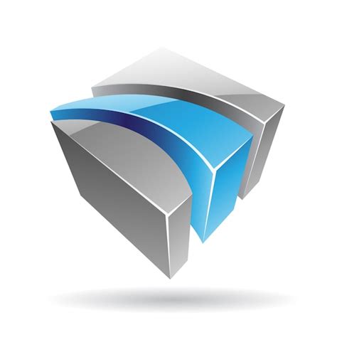 Premium Vector 3d Abstract Glossy Metallic Logo Icon Of Blue And Grey