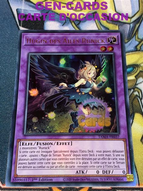 OCCASION Carte Yu Gi Oh HUGIN DES AILES RUNICK TAMA FR037 1ère édition