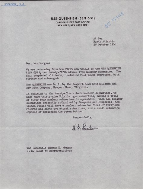 Admiral Hyman G Rickover Typed Letter Signed Historyforsale Item