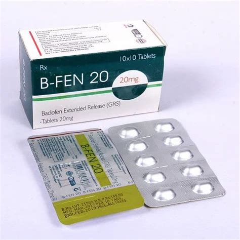 B Fen Allopathic Baclofen Extended Release Tablet 20 Mg Packaging