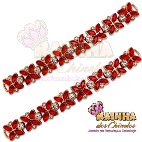 Cabedal Lateral Bruna Furta Cor Strass Cristal Par Rainha Dos