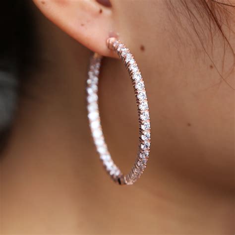 48mm 925 Sterlilng Silver Rose Gold Color Big Hoop Earring Classic