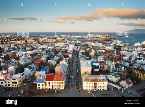 Aerial View Of Reykjavik City Skyline In Iceland On A Sunny Winter