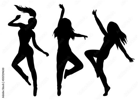 Women Dancing Black Silhouette Isolated Vector Stock Vector Adobe Stock