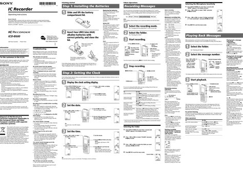 Sony Icd B User Manual Operating Instructions Icdb