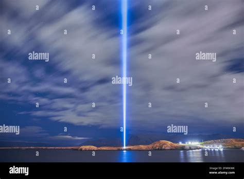 The Imagine Peace Tower On Videy Island In Reykjavik Stock Photo Alamy