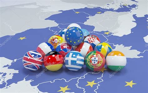 3d Illustration Eu Flags On Eu Map 2 Stock Photo Aaz Z Mail Ru