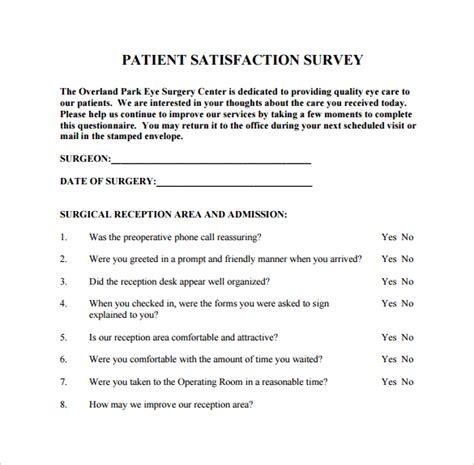 Free 10 Sample Patient Satisfaction Survey Templates In Pdf Ms Word