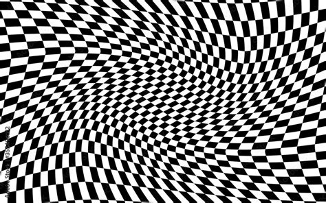 Black And White Distorted Checkered Pattern Background Vector