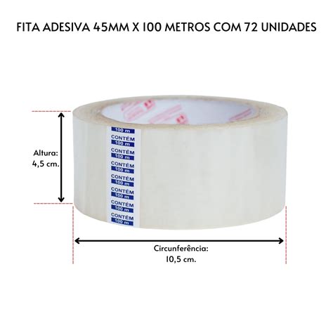 Kit C 10 Rolos Fita Adesiva Transparente Durex Para Embalar 45MM X