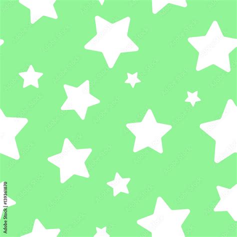 White Stars On A Light Green Background Baby Pattern Seamless Vector