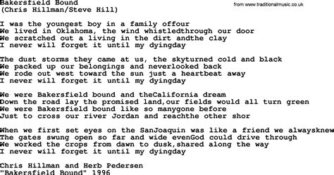 Bakersfield Bound By The Byrds Lyrics With Pdf