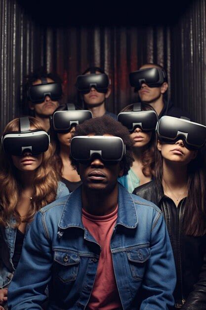 Grupo De Amigos Con Gafas De Realidad Virtual Foto Premium