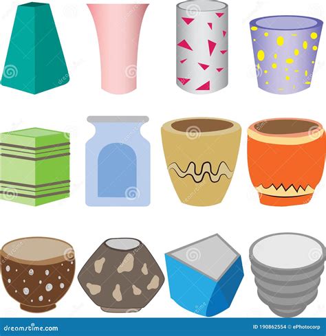 Garden Pot Sets of Different Shapes Stock Vector - Illustration of gift ...