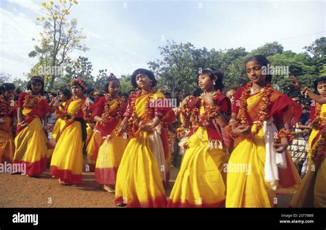 Holi Festival Shantiniketan Calcutta West Bengal India Asia Stock