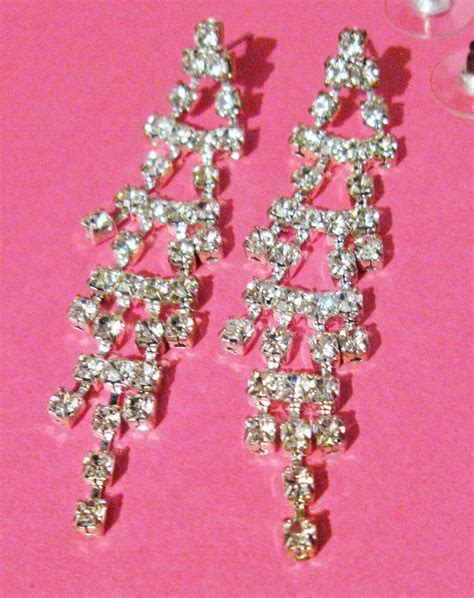 Vintage Crystal Chandelier Drop Earrings Pierced Statement Etsy UK