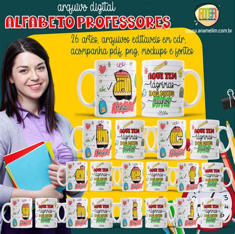 Estampas Alfabeto Professores Canecas Ana Melim Studio Art