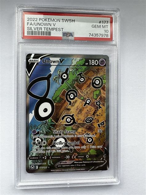 Pok C3 A9mon TCG Unown V Silver Tempest 177 2F195 Holo Ultra Rare For