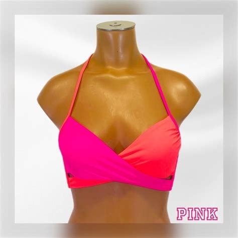 PINK Victoria S Secret Swim Vs Pink Body Wrap Halter Bikini Top