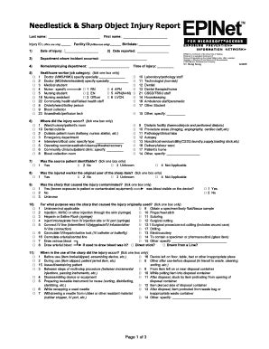 Needle Stick Injury Reporting Form Pdf Fill Online Printable