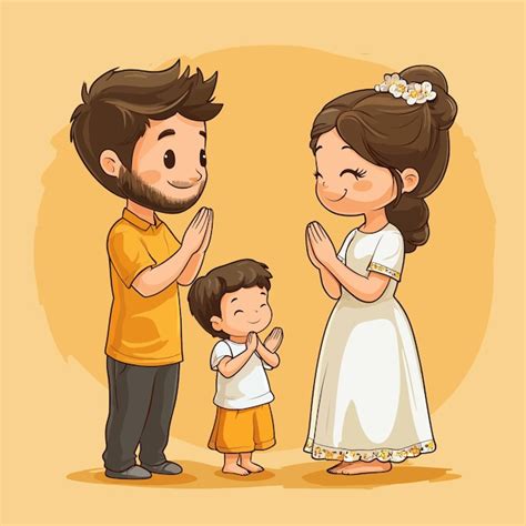 Family Praying Together Cartoon Vector | Premium AI-generated vector