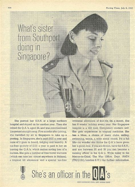 Qaranc Advertnursing Times 1962 Army Nurse Vintage Nurse Nursing Time