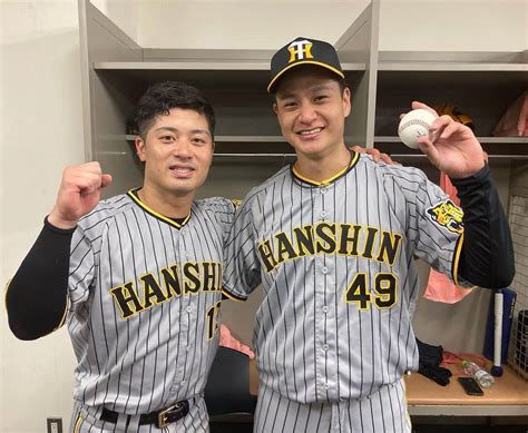 阪神タイガースさんのインスタグラム写真 阪神タイガースinstagram「プロ初完封！大竹選手と坂本選手のバッテリー！ 大竹耕太郎