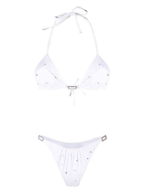 Alessandra Rich Rhinestone Embellished Bikini Set White FARFETCH