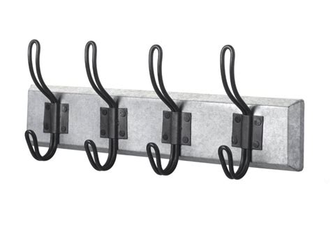 Parlane Wall Mounted Zinc Coat Rack With Four Metal Hooks