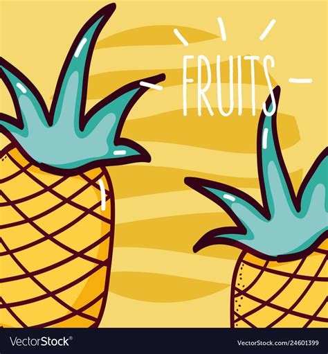 Pineapple Fruits Cartoon Royalty Free Vector Image