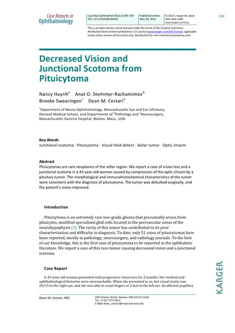 (PDF) Decreased Vision and Junctional Scotoma from Pituicytoma