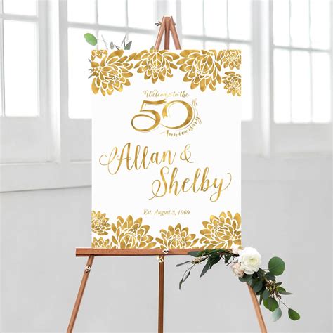 Cartel Del 50 Aniversario Bodas De Oro Decoración Del 50 Etsy España