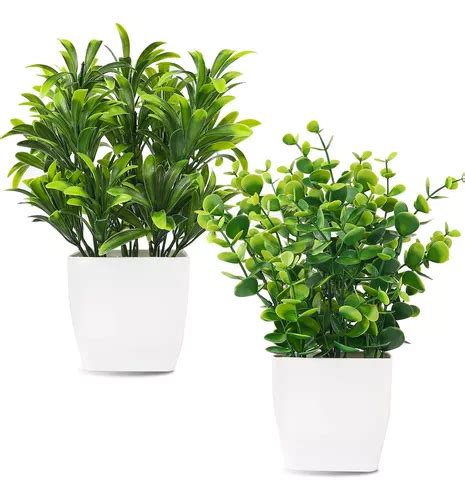 Whonline Plantas Falsas Peque As En Maceteros Blancos Pla Env O Gratis