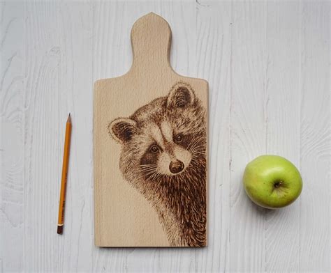 Pyrography Art Beech Cutting Board Raccoon Drawing - Etsy