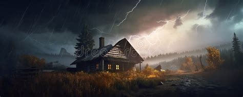 Storm Background with Sky, Clouds and Lightning Stock Illustration ...