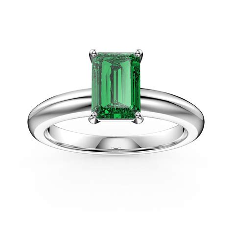 Unity 1ct Emerald Cut Emerald Solitaire 9ct White Gold Proposal Ring