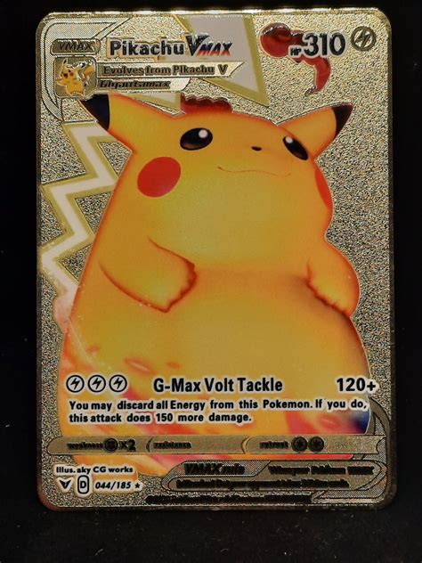 Pikachu Vmax Tarjeta De Pok Mon De Metal Dorado Etsy M Xico