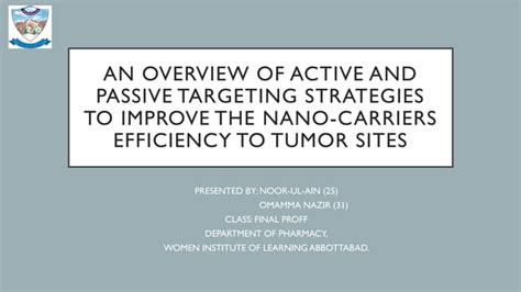 An Overview Of Active And Passive Targeting Strategies To Improve The