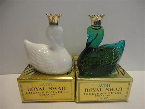 Avon Royal Swan Blue And White Swan Bottles With Etsy Uk