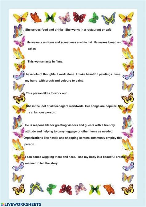JOBS. WHO AM I? online exercise for | Live Worksheets