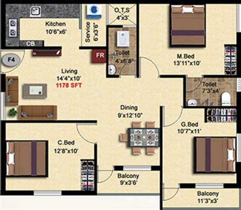 1178 Sq Ft 3 Bhk Floor Plan Image Steps Stone Promoters Aksharas