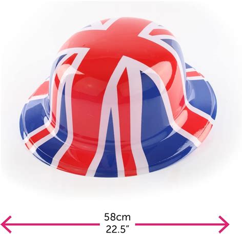 Union Jack Flag Bowler Hat British Flag Plastic Bowler Hats VE Day