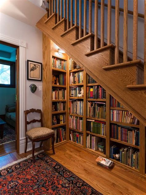 Built In Bookshelves Under Stairs - Bookshelf Style