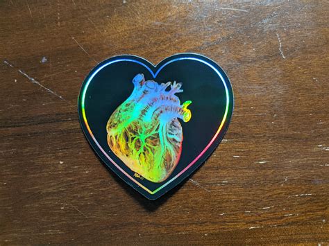 Holographic Anatomical Heart Sticker Etsy